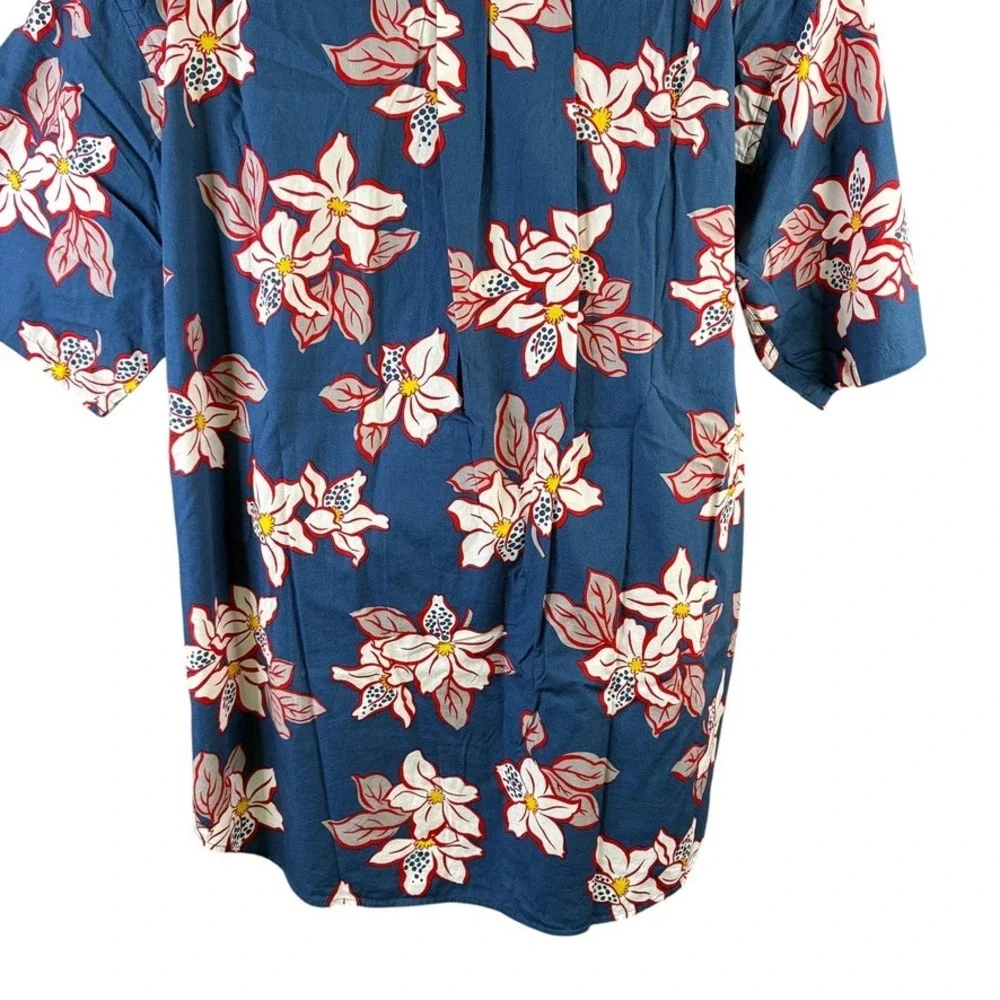 Banana Republic Mens Blue Floral Cotton Short Sleeve Camp Hawaiian Shirt Large